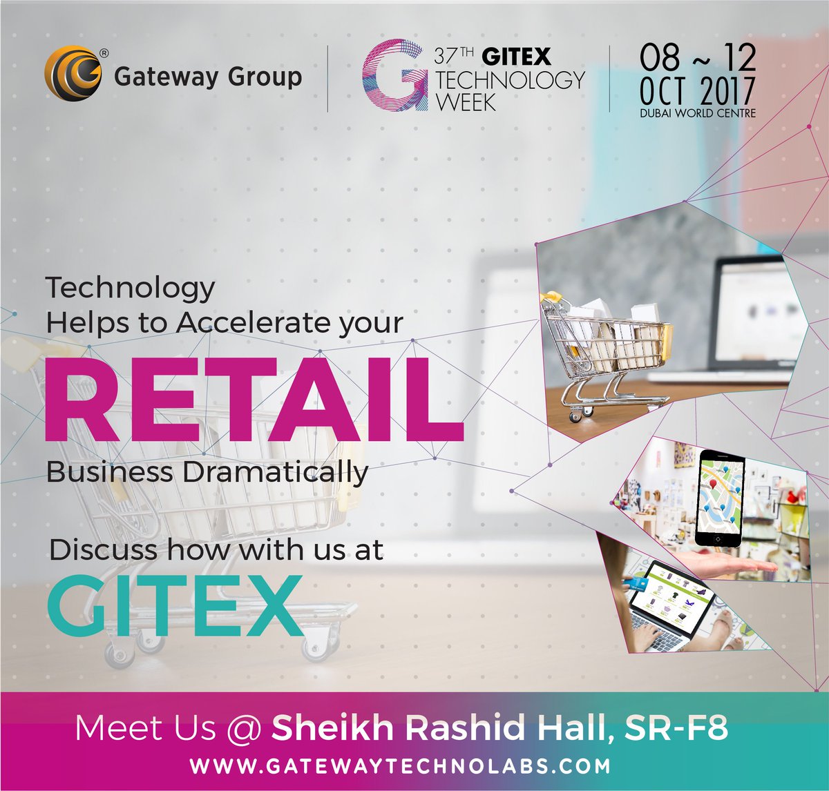 GTLabs's tweet photo. Meet GatewayTechnoLabs to discuss innovations in #Retail. Visit SR F8 From Oct 8-12 https://t.co/7Wpqn8IFYj #RetailIT #FutureofRetail #GITEX https://t.co/qKqsRrkKxG