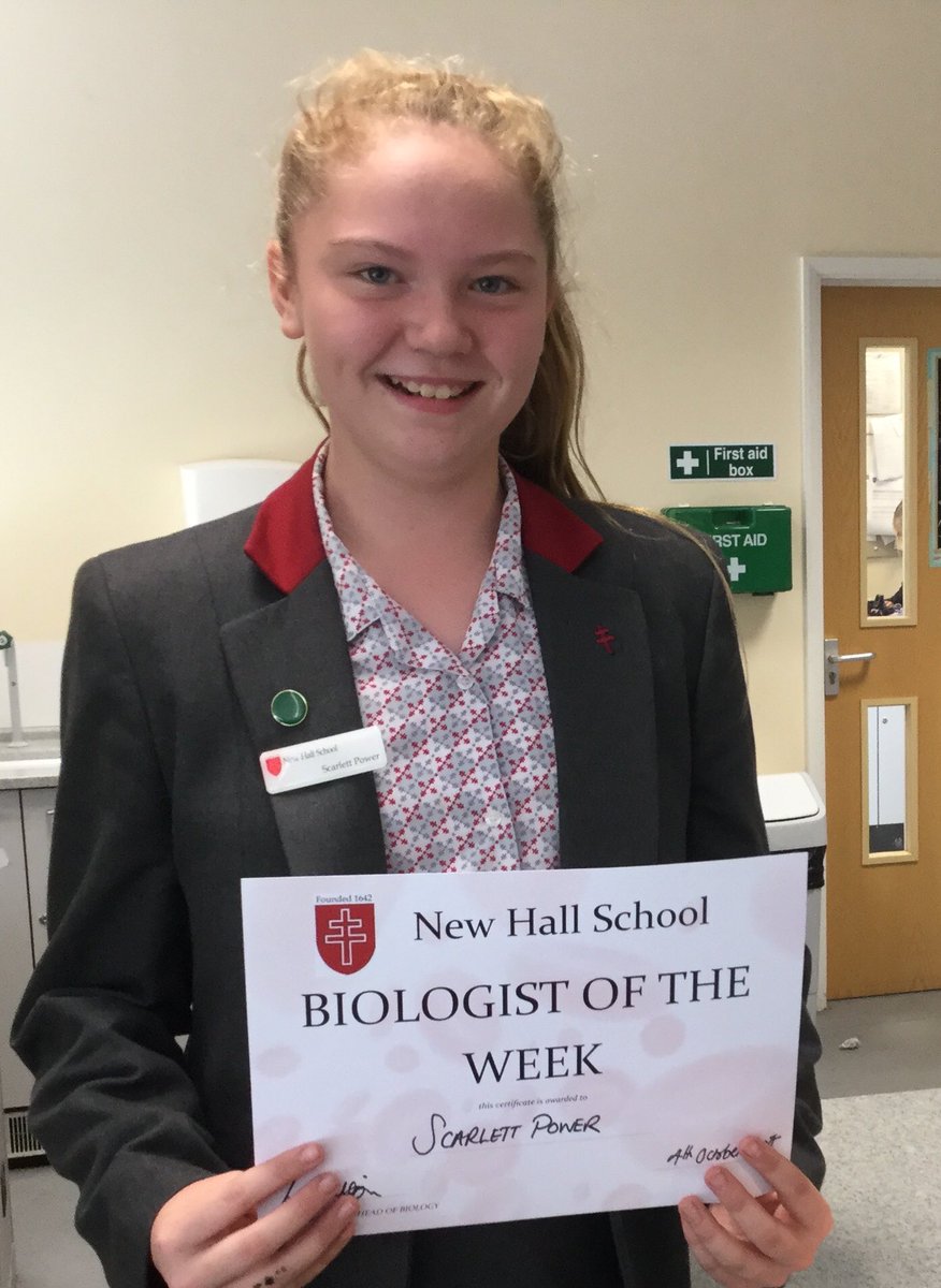 NewHallScience's tweet photo. Congratulations to Scarlett Power, our Biologist of the week. Excellent practical work in class #BSiL https://t.co/WLKjQNogap