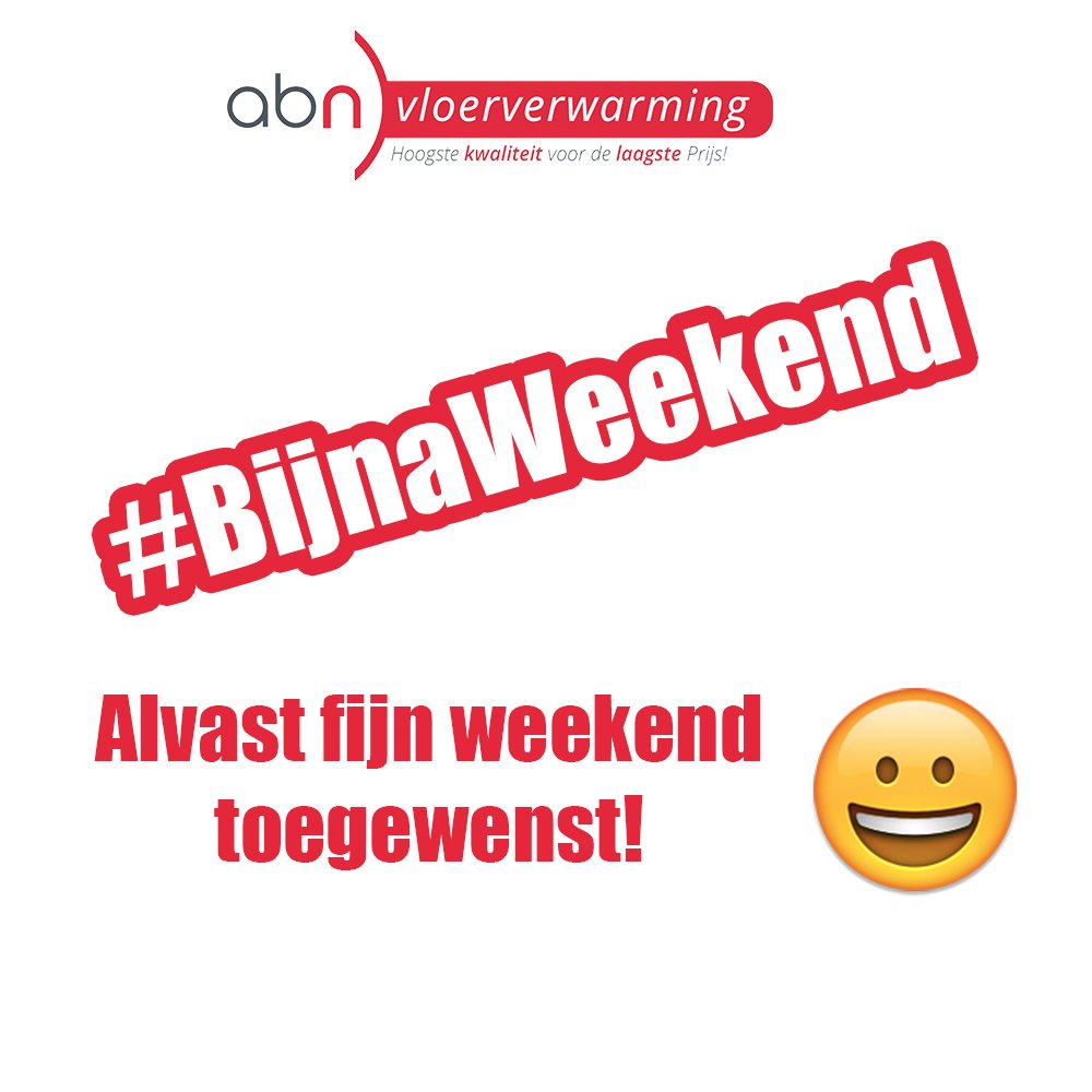 Nog even volhouden! #bijnaweekend #weekend. <a href="/ABNVloerverwarm/">ABN Vloerverwarming</a> Wenst u een fijn weekend!