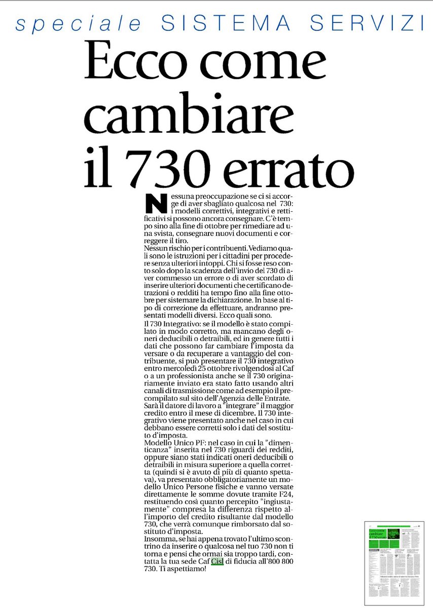 CafCisl's tweet photo. nel tuo #Modello730 manca qualcosa? fino a fine mese puoi rimediare. Ne parliamo oggi sulla pagina @Avvenire_NEI dei servizi @CislNazionale https://t.co/DygZYDY2sm