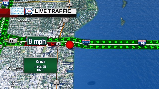 Crash has ALL LANES BLOCKED on I-195 EB at US-1 #traffic https://t.co/soLME2ANG8