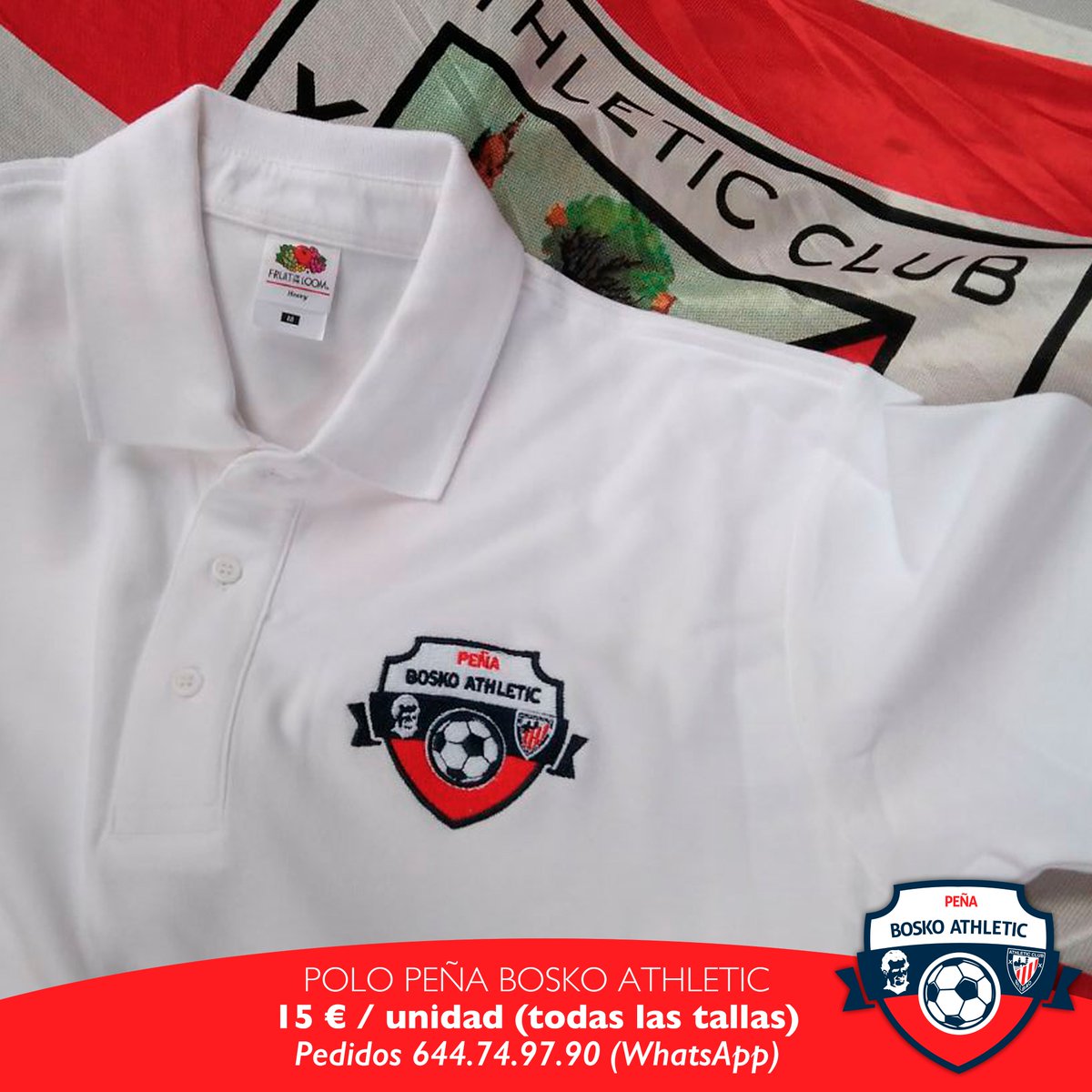 BoskoAthletic's tweet photo. ¿Ya tienes el polo oficial de nuestra Peña? Puedes hacerte con él contactando por WhatsApp con el 644749790. ¡Todas las tallas! Sólo 15€ https://t.co/7fWxxilrXV