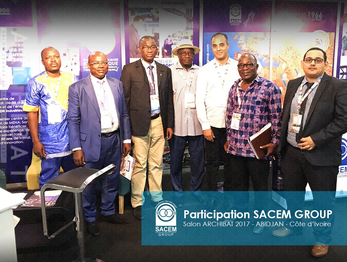 Sacem_Group's tweet photo. C'est un nouveau jour en Côte d'Ivoire pour notre équipe. Nous sommes ravis d'être parmi vous à l'occasion de ce salon ARCHIBAT 2017. https://t.co/cI0ZjpSDgk
