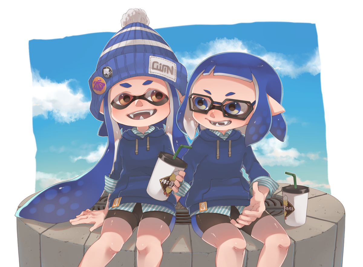 インクリング ,イカガール(スプラトゥーン) 「お揃いの服でデート! 」|P.ratのイラスト