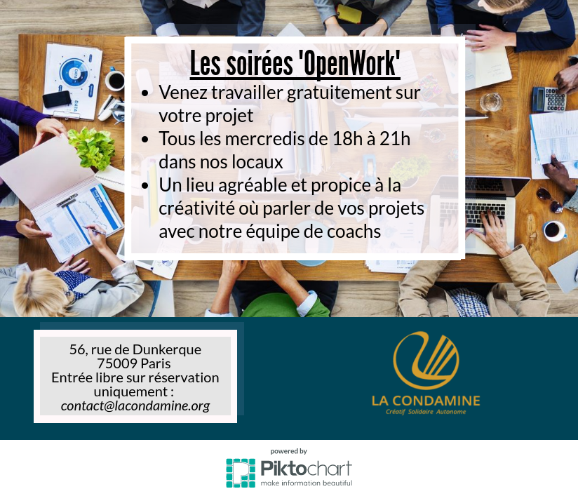 _lacondamine's tweet photo. @_lacondamine lance ses soirées "Openwork". Venez travailler dans nos locaux tous les mercredis de 18 à 21h! Infos : https://t.co/hc2zlKjy4i https://t.co/BqLK9jHZfQ