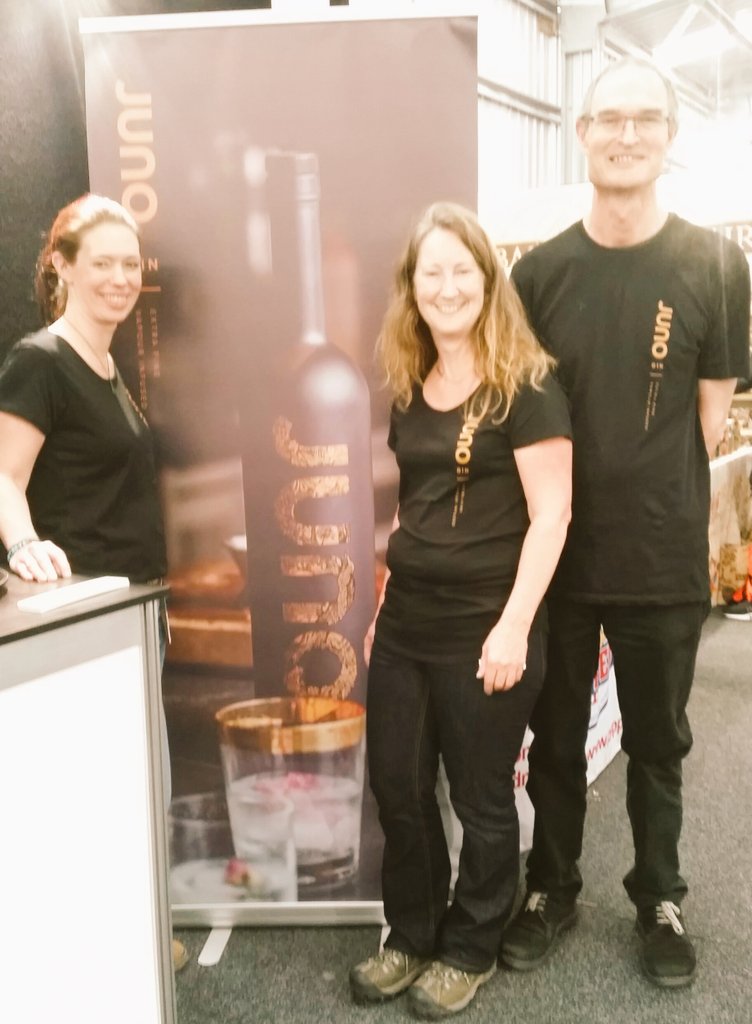 The team at work at <a href="/WaikatoHomeShow/">Waikato Home Show</a> with Juno Gin. Come by this weekend if you are near.