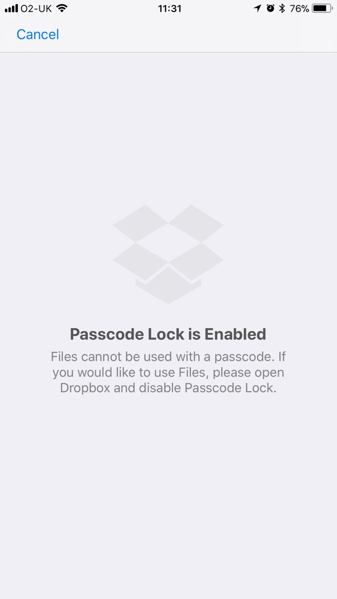 Las3Lunas's tweet photo. @DropboxSupport @Dropbox I still want to use a passcode even in #ios11 files app. Will this be possible? https://t.co/oaosNM6bvD