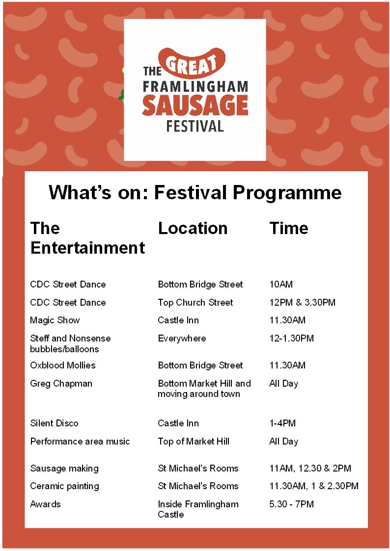 SausageFestFram's tweet photo. Sneaky peak at the programme for Sunday @sausagekinguk @CondensedHist @CdcStreet #OxbloodMollys @rockproject @artisanbutcher https://t.co/7GSMGYdZwC