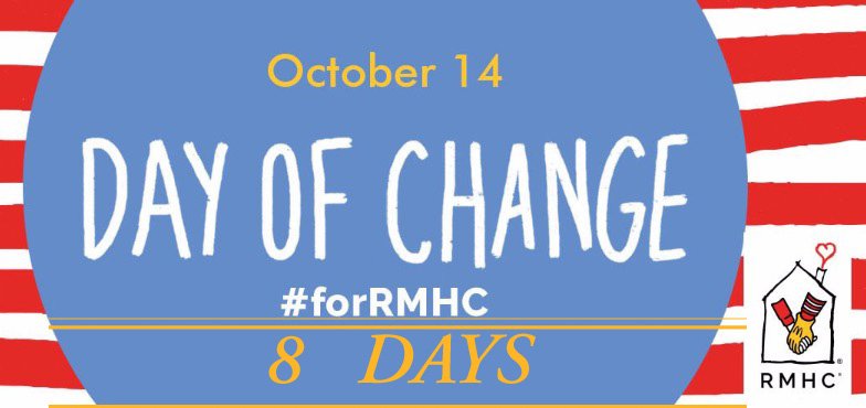 teamRMHCGHG's tweet photo. Just 8 days until #RMHCDayofChange. Every penny &amp; quarter counts when u drop them @ ur neighborhood @McD_Houston https://t.co/qIdYXU2Kdi