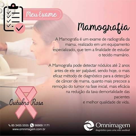 omnimagem's tweet photo. O "Meu Exame" de hoje é a Mamografia. Faça a sua anualmente na Omnimagem!  #outubrorosa #mamografia https://t.co/9AlgU9rajt