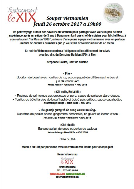 RestaurantLeXIX's tweet photo. Jeudi 26 octobre a partir de 19h. Menu 4 plats avec un verre de vin inclus pour chaque plat 80.- @cransmontana https://t.co/QIMaOFXFUm