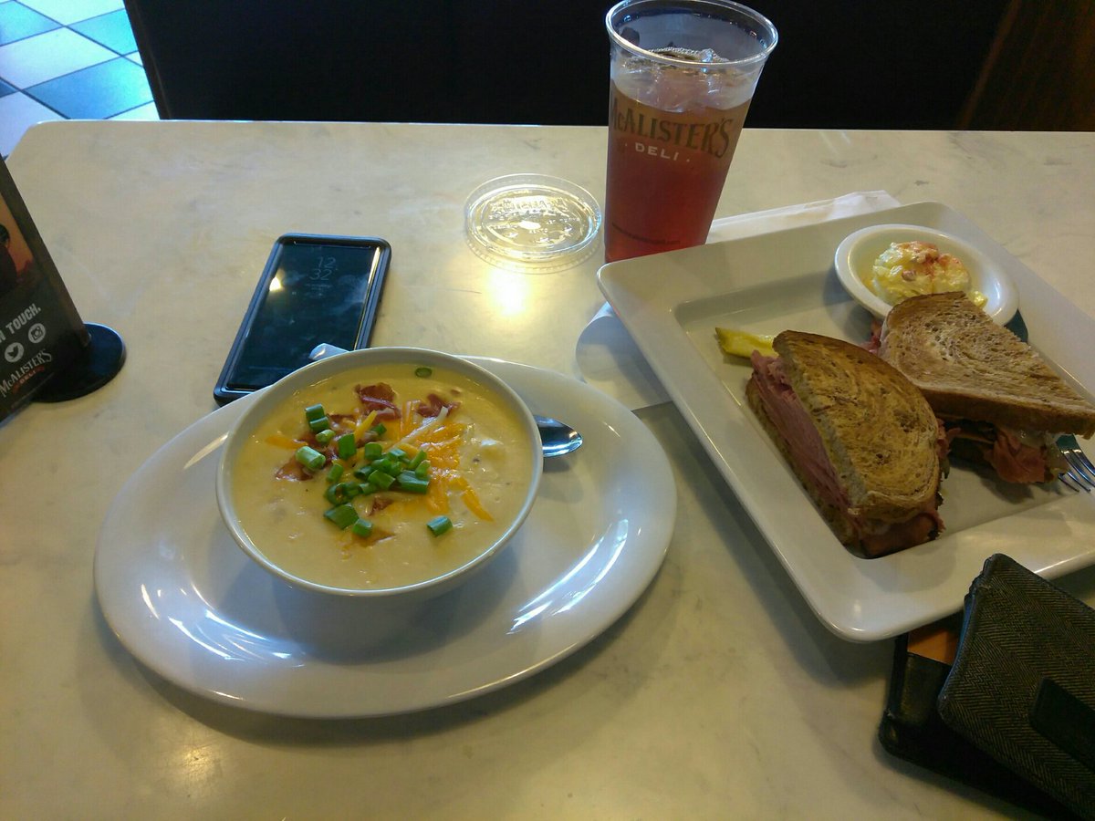 Freak4Harvick's tweet photo. New Yorker and sum Tator Soup (@ McAlister's Deli in Concord, NC) https://t.co/EjBTbiYCZd https://t.co/n9V7b3iWRL