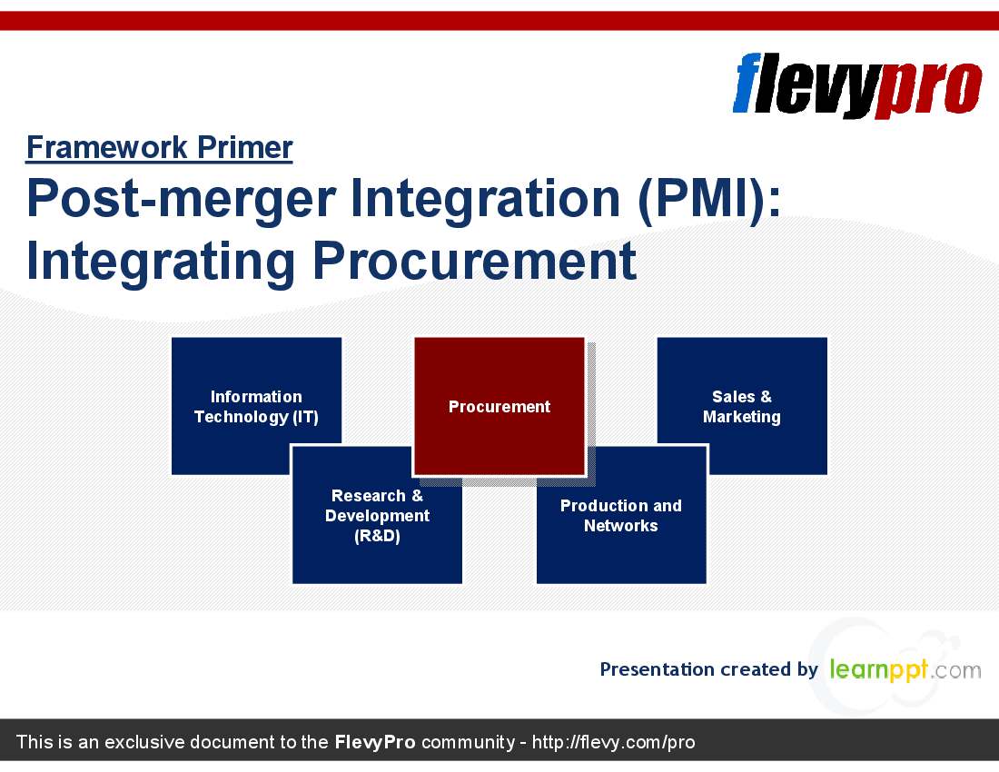 flevydocs's tweet photo. #Consulting Deck: Post-merger Integration #PMI Integrating #Procurement https://t.co/VMeK5BJ0V6 #Acquisition #bain #bcg #accenture #deloit https://t.co/r4PxbNxayD