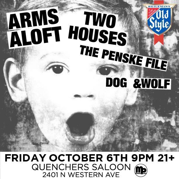 AvondalePromos's tweet photo. Stacked bill at @QuenchersSaloon tonight @armsaloft @DogandWolfMusic @ThePenskeFile @TwoHousesChi @oldstylebeer @mpshows https://t.co/CmWIuM93Wz