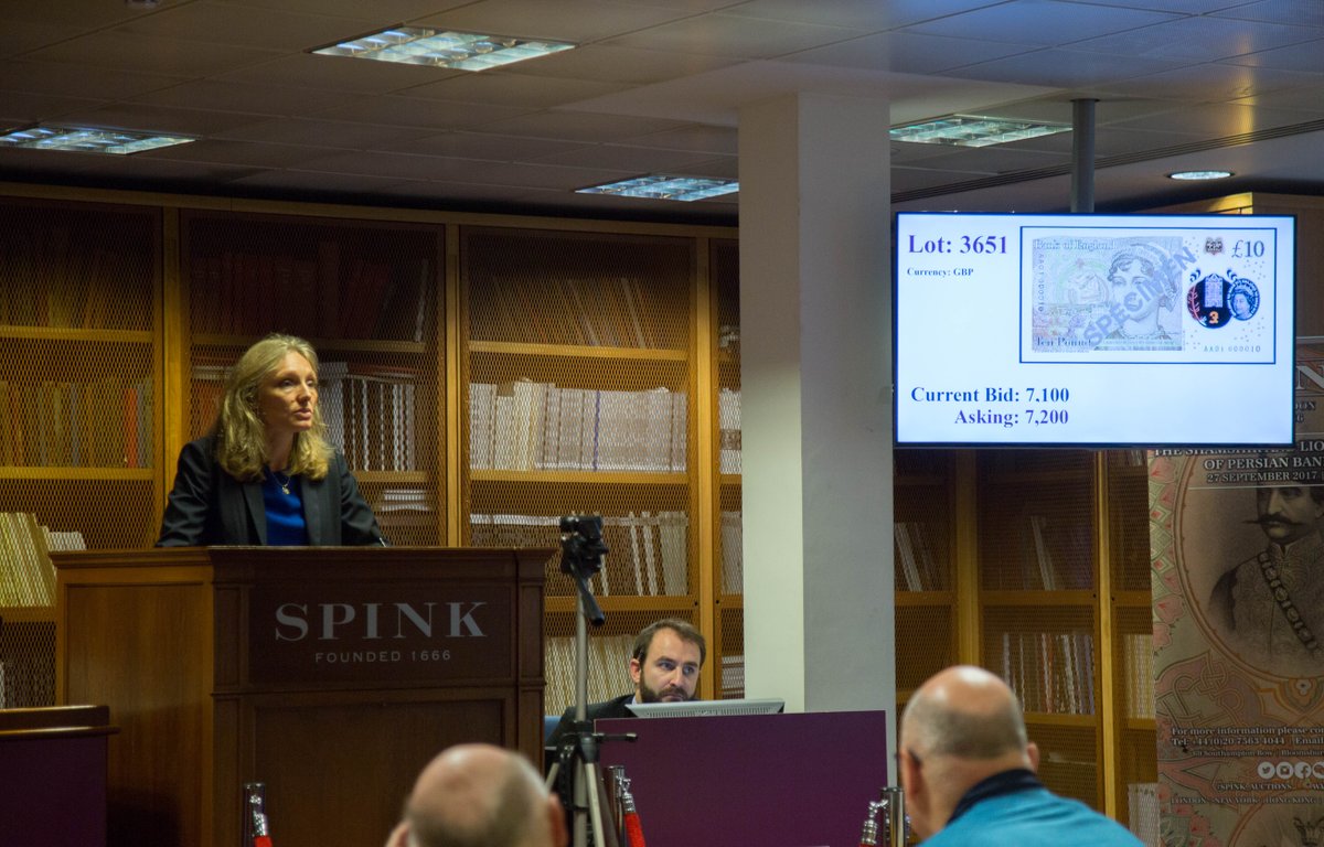 bankofengland's tweet image. Fantastic crowd and lots of high bids at the #NewTenPoundNote auction @SpinkandSon today.