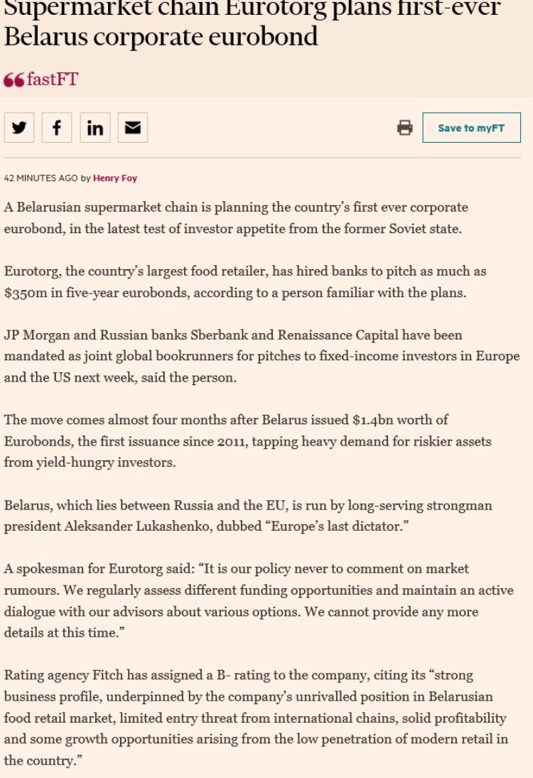 charliercf's tweet photo. Renaissance Capital mandated by supermarket chain Eurotorg on first-ever Belarus corporate eurobond @RenCap #Eurobond #Belarus #Eurotorg https://t.co/xm7gNOQgTG