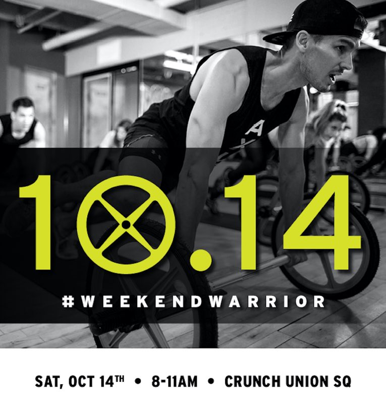 axleworkout's tweet photo. On 10/14, we’ll be at Crunch USQ at the #WeekendWarrior event! To RSVP email WeekendWarrior@crunch.com. See you there! 👊🏻💪🏻#raisethebar https://t.co/w4jyBwFcd8
