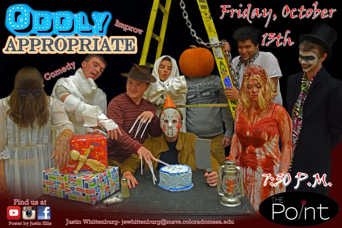 OddlyImprov's tweet photo. Catch Oddly Appropriate’s first show of the season at The Point on Friday, October 13th! #bespooked https://t.co/fzDymwy7DR