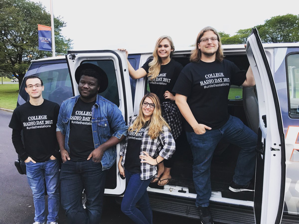 uticauniversity's tweet photo. The @WPNR907 team is on the road for #collegeradioday visiting Oswego @WNYO Ithaca @WICB Binghamton @WHRWRadio #unitethestations #crd2017 https://t.co/UEyg0BLmhN