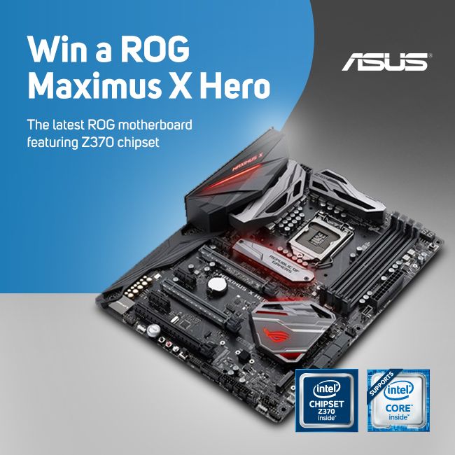 ScanComputers's tweet image. Win an @ASUS_ROGUK Z370 Maximus X Hero motherboard in our competition! Enter Here:  buff.ly/2xYhBRP #Win #Scancomp #FridayFeeling