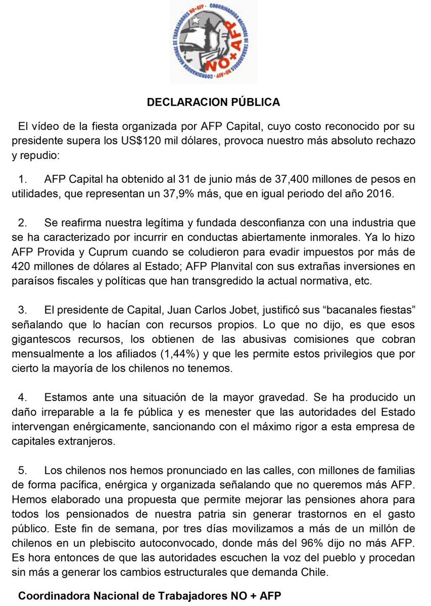 Coordinadora No+AFP tweet media