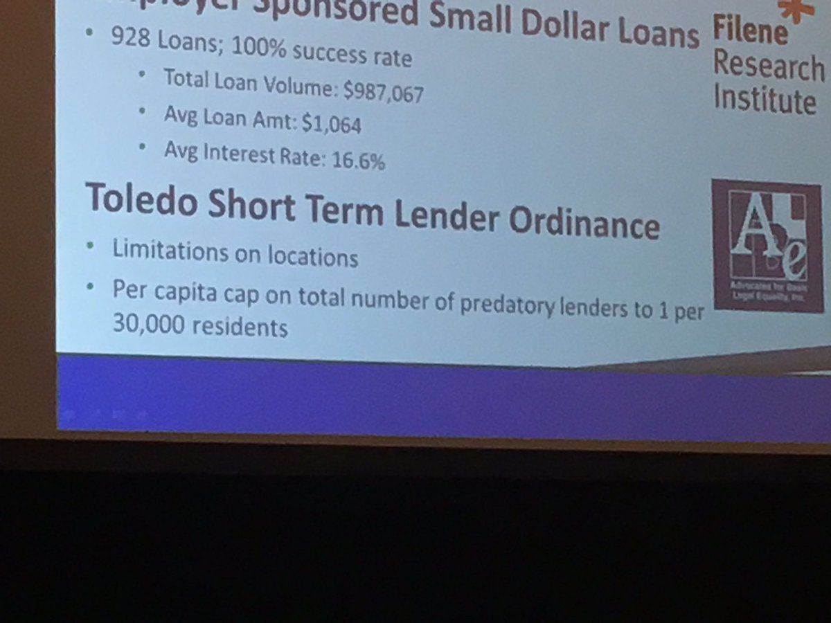 kj_Akron's tweet photo. Toledo uses zoning to limit concentration of short-term lenders! Also per capita limits on # of lenders @AkronOhioMayor #cdcOhio17 https://t.co/sqjMIGGdo5