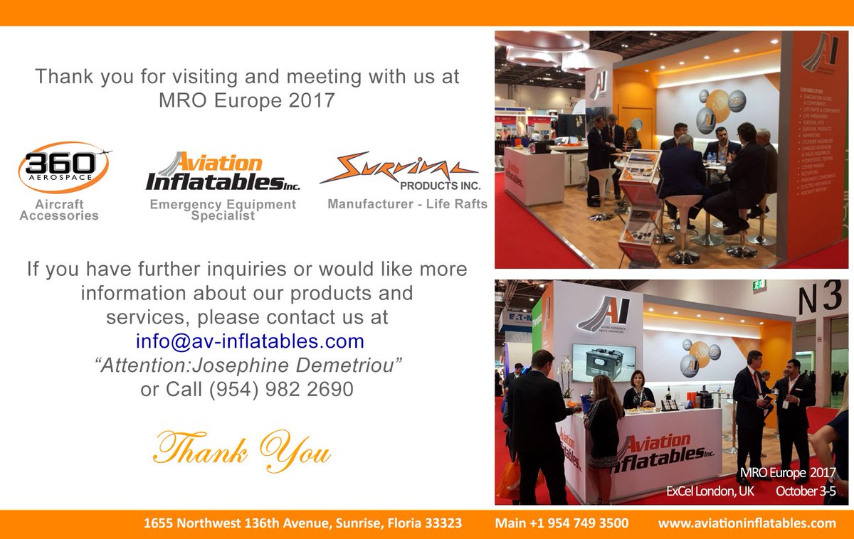 avinflatables's tweet photo. More
Thank you for visiting and meeting with us at MRO Europe 2017 #MROEurope #MROE #AviationWeek #AVI #AviationInflatables https://t.co/HiJB6a2Zub