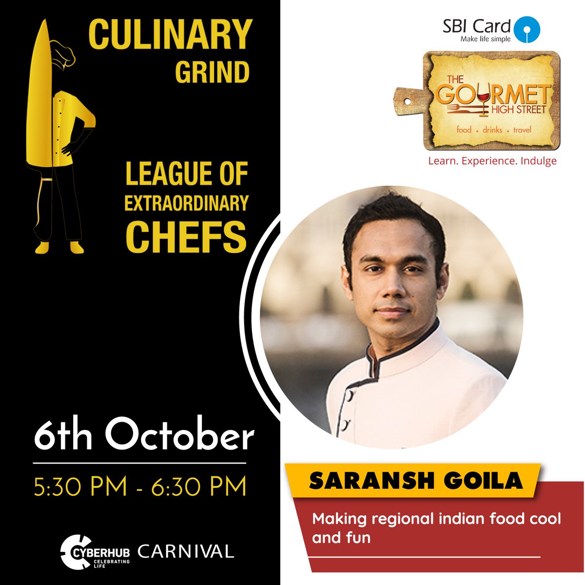 GourmetHighSt's tweet photo. Chef @SaranshGoila is here with some interesting tips on regional Indian food! 
Watch him live at #SbiCardTheGourmetHighStreet https://t.co/VLGdQJlGFv