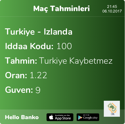 HelloBankoApp's tweet photo. Günün Maçı https://t.co/ryBwk24DJJ #iddaa #iddaakuponu #bahis #bahiskuponu #tahmin #banko #bankomaçlar #bankokupon #bet #bets #ücretsizkupon https://t.co/OuNB9Oamtr