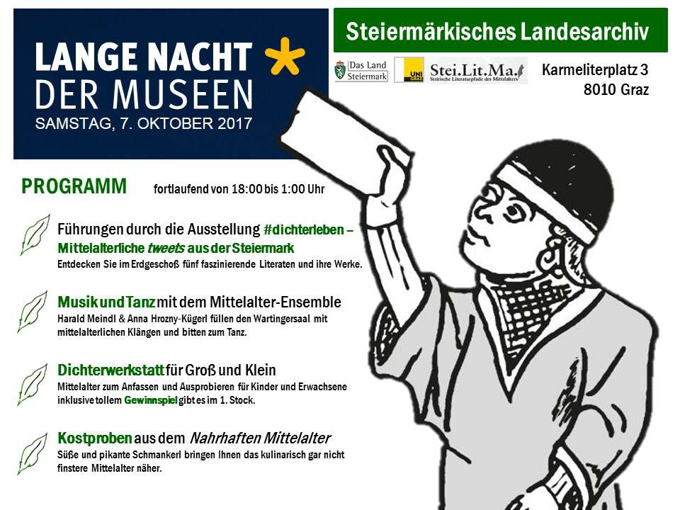 #ORFLangeNacht 2017 - noch einmal schlafen, dann ist es soweit! Um 18h öffnen die Tore des Stmk. #Landesarchivs #Graz! #dichterleben #LNdM