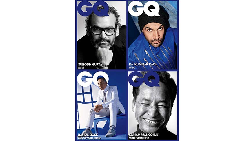 gqindia's tweet photo. Our power-packed 9th-anniversary issue stars #SubodhGupta, @rajkummarrao, @rahulbose1 &amp; @wangchuk65! #GQAwards #GQManifesto https://t.co/AP5S5jmP2p