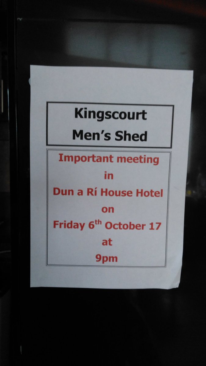 kingscourtpar's tweet photo. Kingscourt Men's Shed Meeting in @dunari Dunarรญ House Hotel this evening at 9pm @NiamhSmythTD #mensshed #kingscourt #dunari https://t.co/XHfquN0jP1