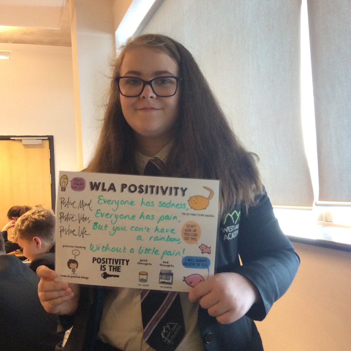 MissWallaceWLA's tweet photo. Inspirational quotes from 9RWE to spread positivity, this week's is from Abigail :) @wlasc #positivity #inspirational #rainbows https://t.co/seoWXDIR3d