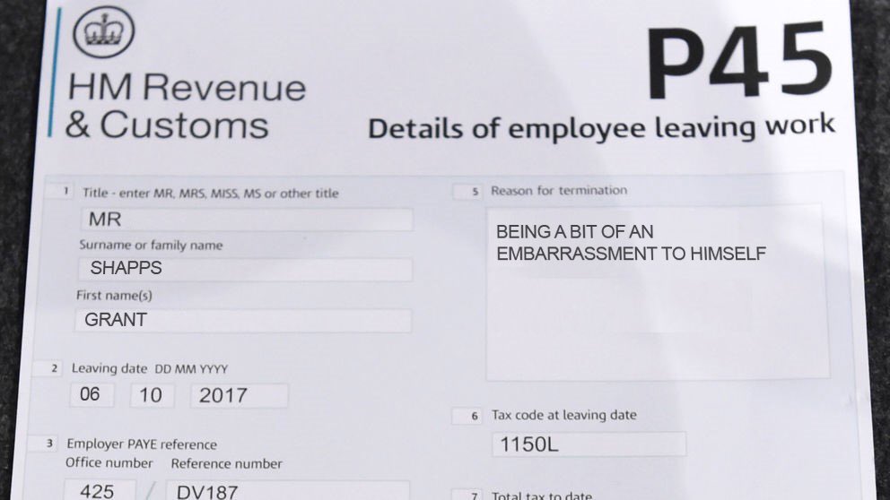 BeccyRyan's tweet photo. #Breaking the real P45 from #cpc17 has turned up #GrantShapps #MayStay https://t.co/uwcqTk8Nb7