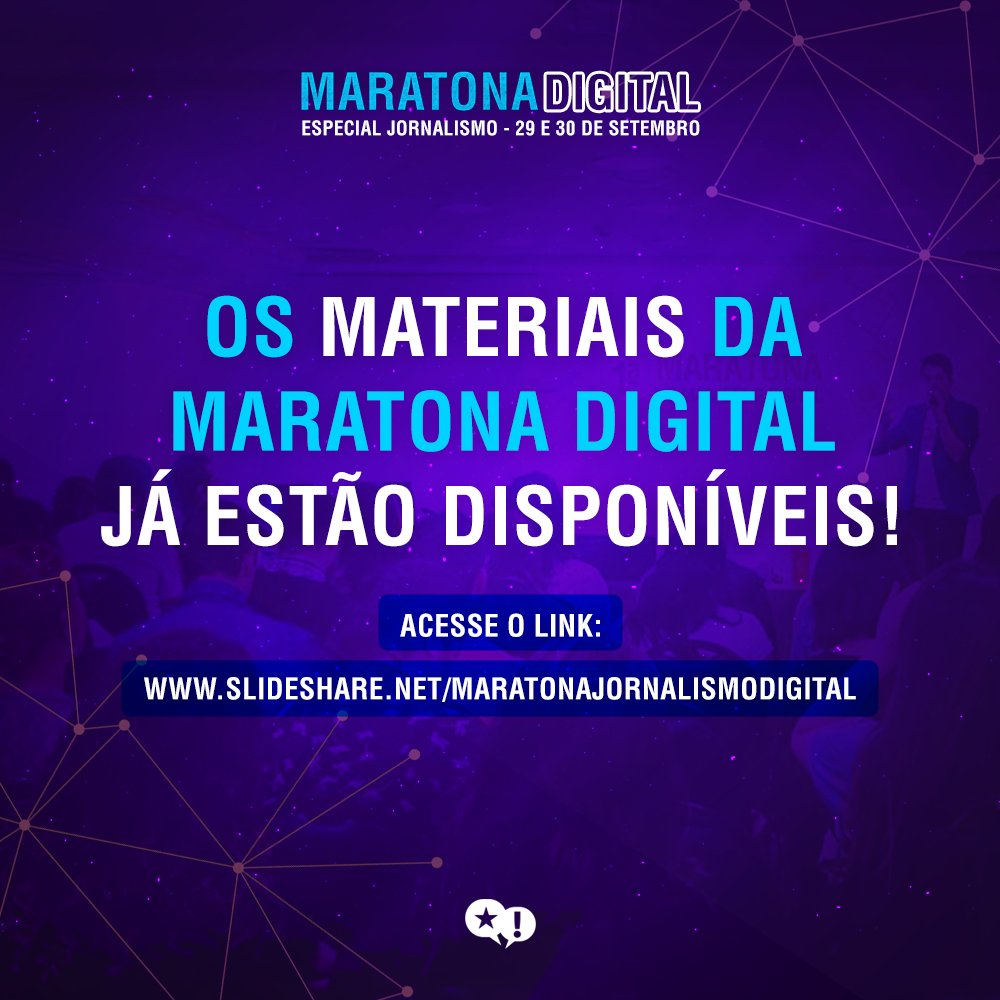 Já estão no ar os materiais da 8ª Maratona Digital, é só acessar slideshare.net/maratonajornal…