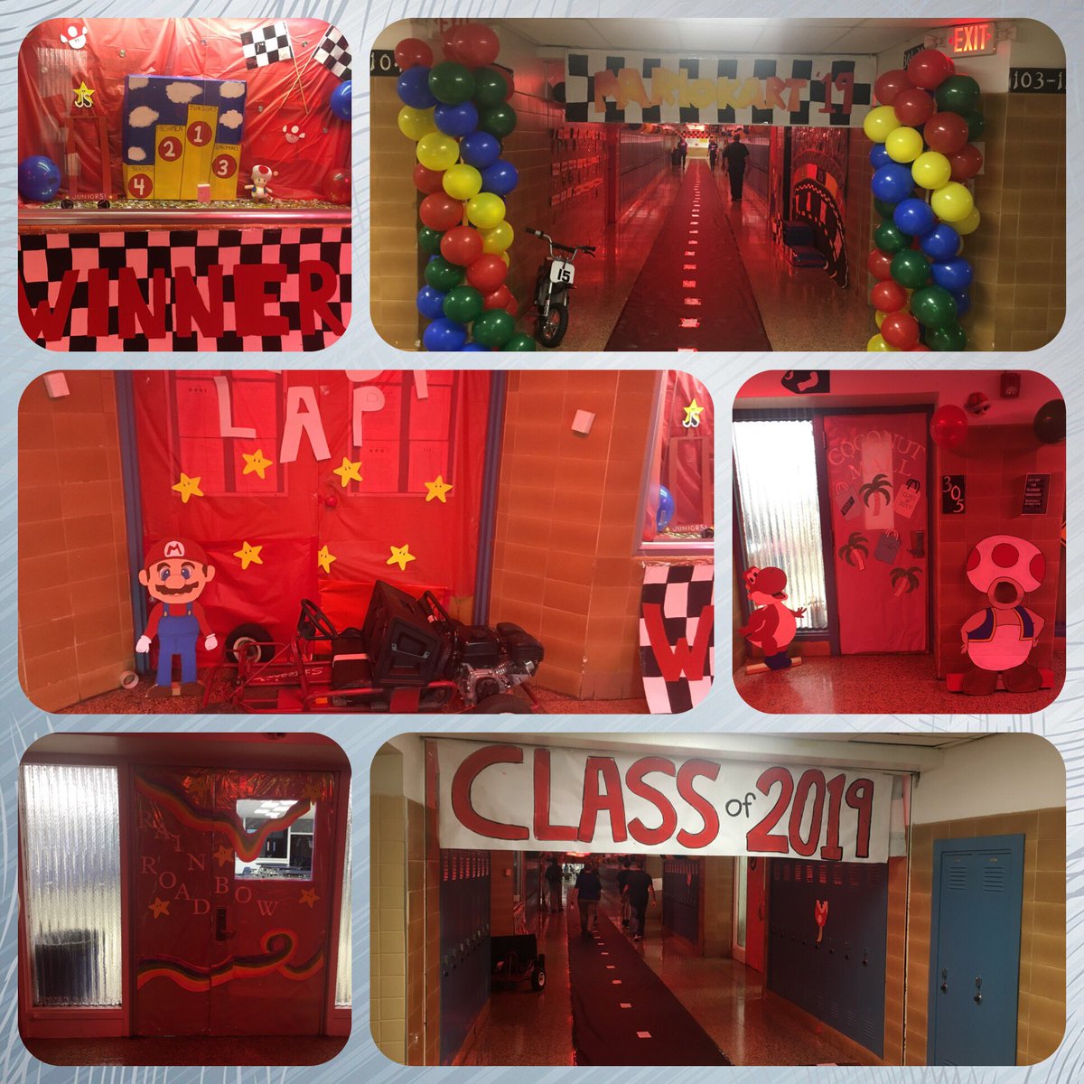 elgomezMHS's tweet photo. Junior hallway #halldecorating #homecoming #spiritweek #MarioKart #bluejaypride https://t.co/T9yDw7iSSN
