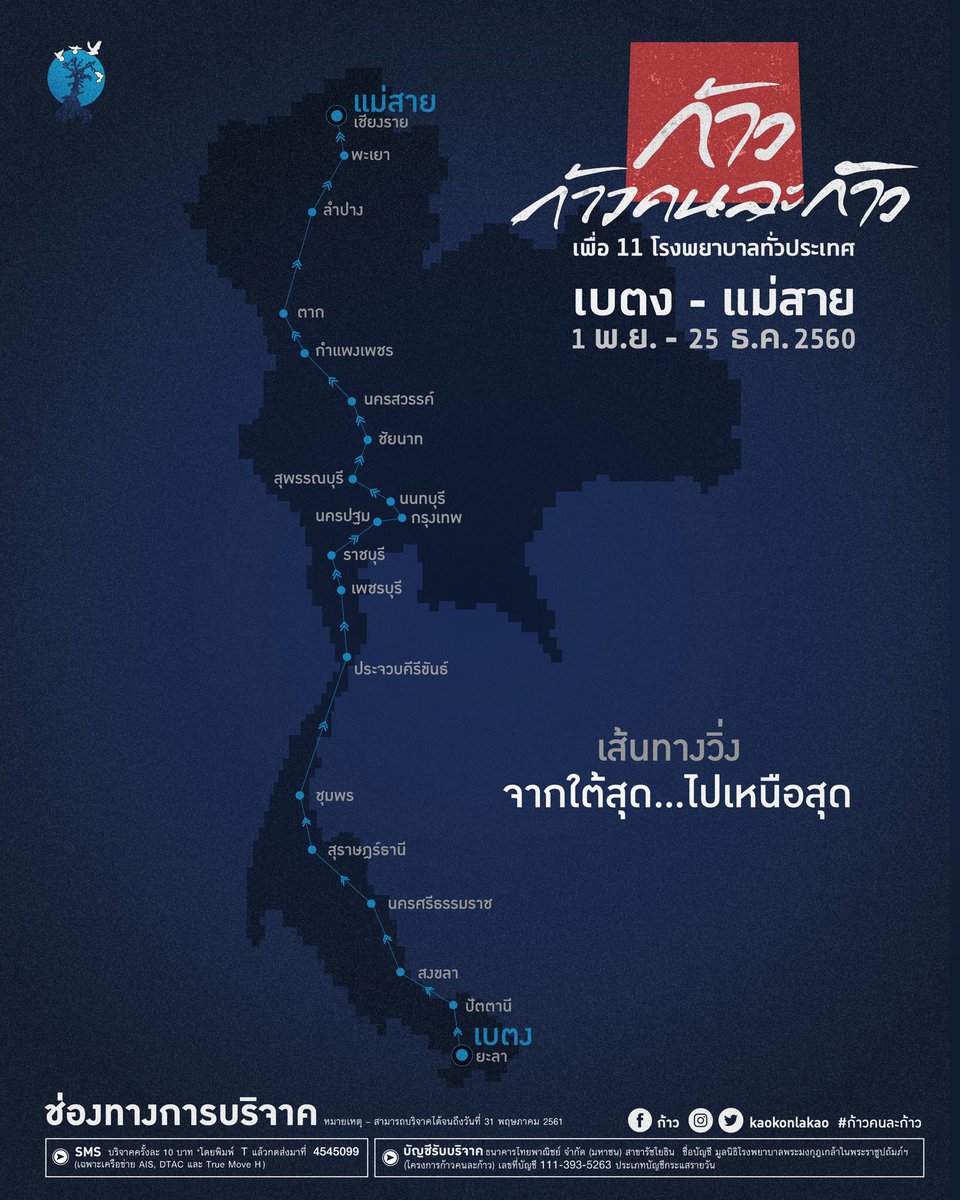 bodyslamband's tweet image. เส้นทาง #ก้าวคนละก้าว เพื่อ11โรงพยาบาล ด้วยความต้องการช่วยเหลือ รพ.ให้ได้มากขึ้น “#ก้าว” ครั้งนี้ จึงถูกออกแบบให้มีระยะทางไกลขึ้นและนานขึ้น.