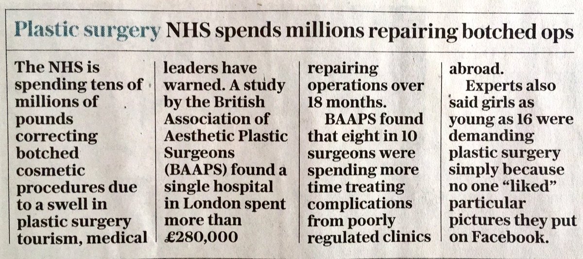 BAAPSMedia's tweet photo. Data on #CosmeticSurgery tourism presented at #BAAPS2017 in today's @Telegraph https://t.co/Mrsxfo2AHQ
