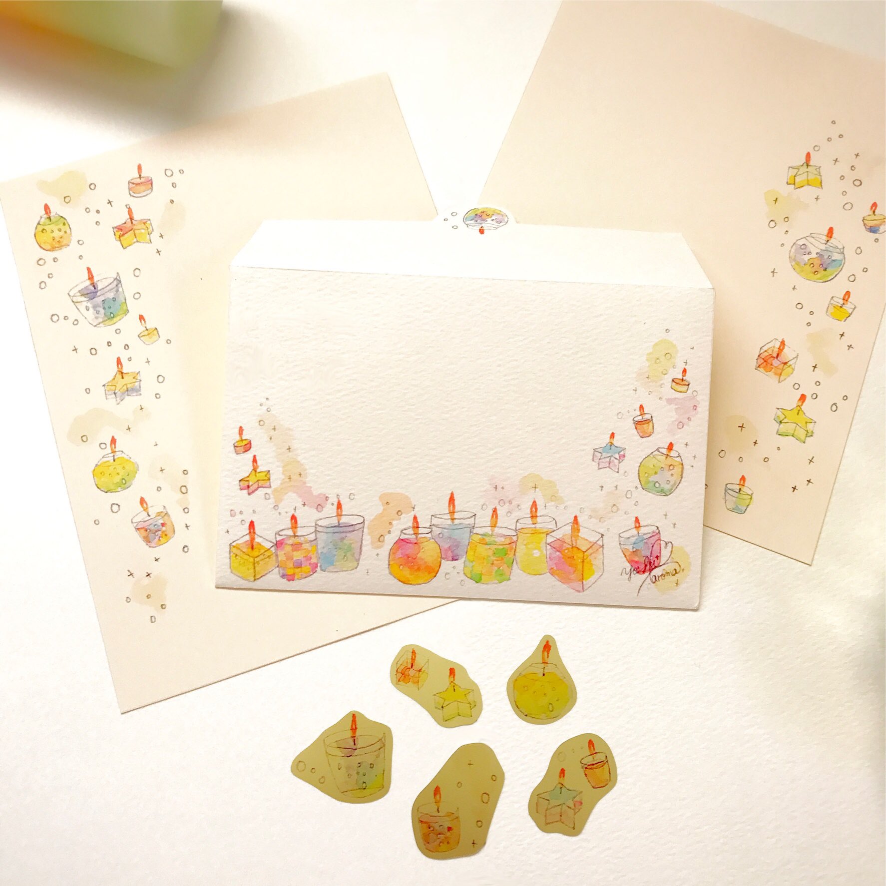 تويتر Aroma على تويتر Minneで新作 Candles 2 のレターセットをリリースしました 今度のろうそくは元気 カラフル T Co 86nz1bapnb レターセット ハンドメイド 水彩 キャンドル ミンネ イラスト イラストレーター T Co Yc7p414mrk