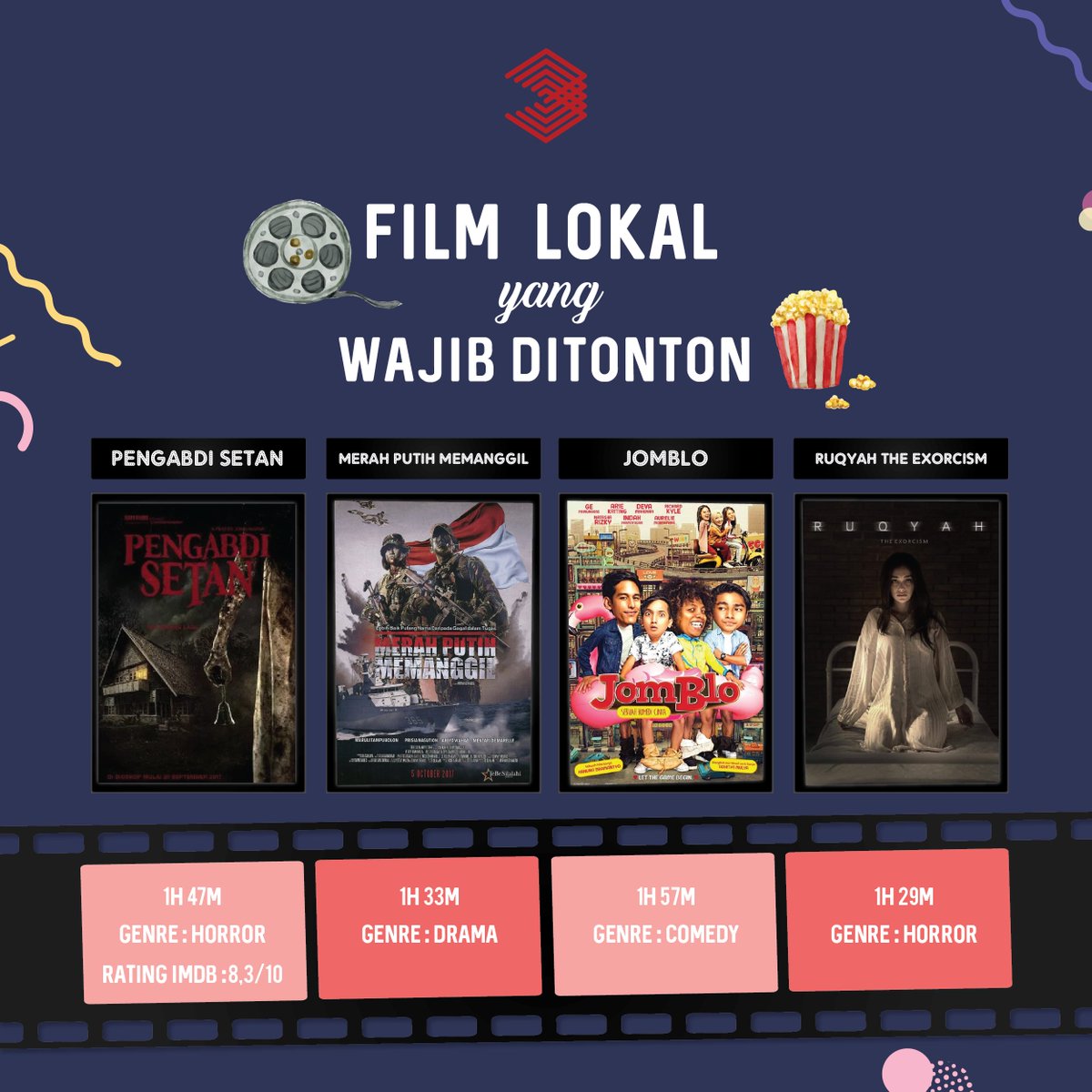 Belom ada rencana buat weekend kali ini? Daripada bengong mending kamu nonton film lokal yang lagi tayang di bioskop sekarang