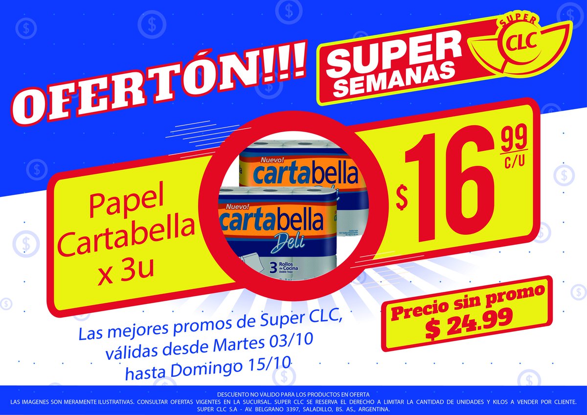 superclcok's tweet photo. #BuenViernes ¿Aún no aprovechaste las ofertas de la semana? Vení ya y aprovechá estas #SuperOfertas en #SuperCLC 👇 #EstáMejorQueNunca 🛒 https://t.co/SQ5ECwPf2i