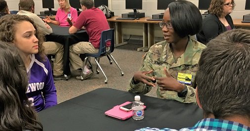 usarmycentral's tweet photo. #USArmy Central Soldiers participated in a Career Leadership Forum for local students in #SumterCounty on #DoSomethingNiceDay https://t.co/TrgKztiX58