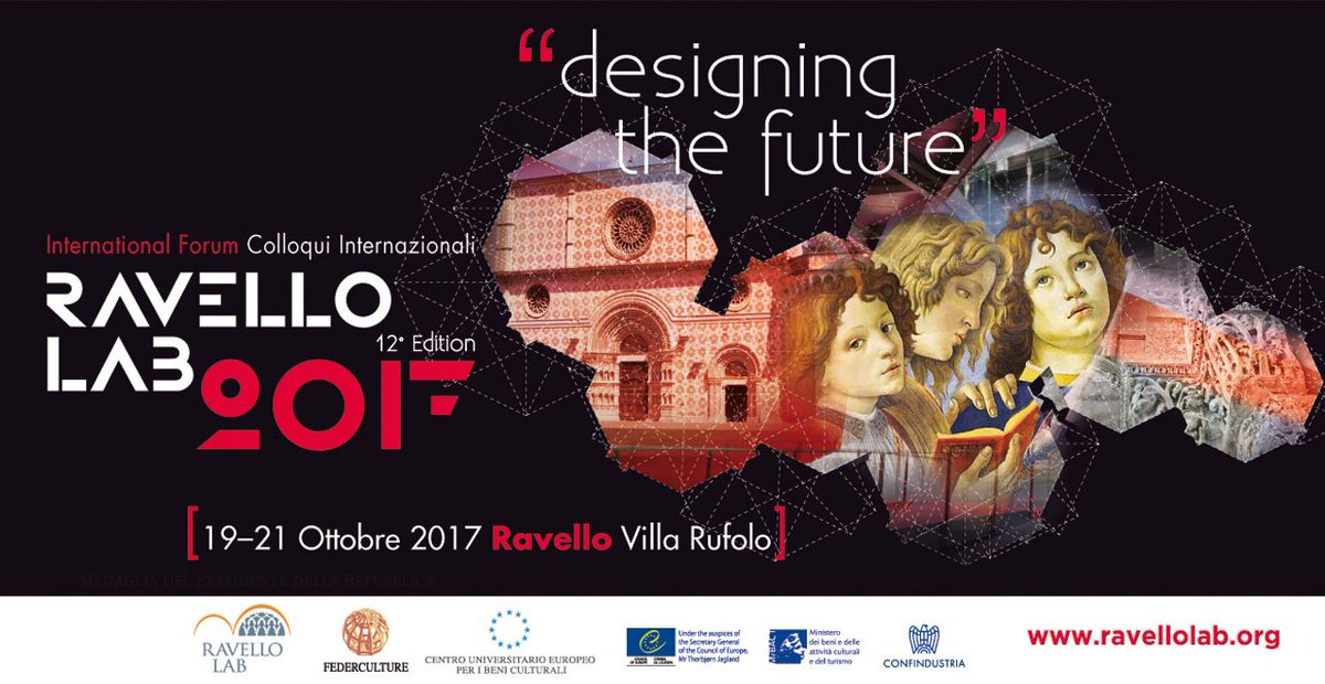 Federculture's tweet photo. #RavelloLab2017 is coming! Appuntamento 19-21 ottobre su #sviluppo #cultura #governance partecipata #impresaculturale
#designingthefuture https://t.co/wvNXY8D8am