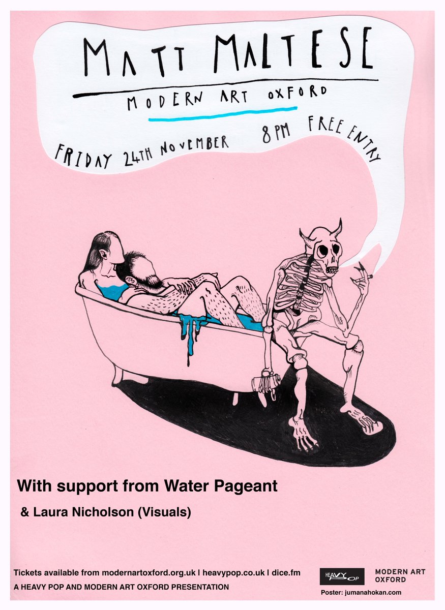 HeavyPopPromo's tweet image. ⚡️ NEW SHOW ⚡️
Matt Maltese &amp;amp; Water Pageant + visuals from L Nicholson
Fri 24 Nov
Modern Art Oxford | Free Tickets: buff.ly/2ysJylq