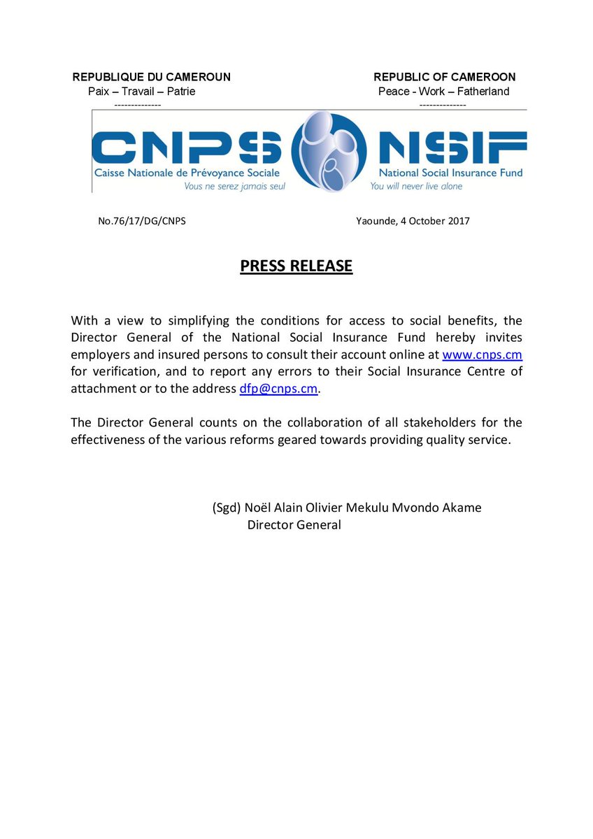 CnpsCameroun's tweet photo. Press release #CNPS #ImmediatePayment #SocialBenefits https://t.co/Wkq12vc902