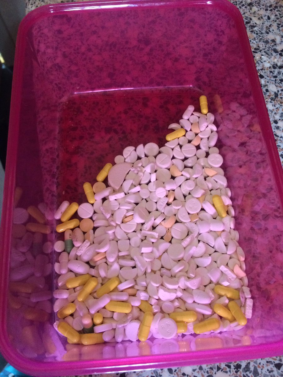 A new low in medicine reconciliation?! She empties them all out and takes a pill whenever she feels the need..of any colour!
#HospitalatHome
