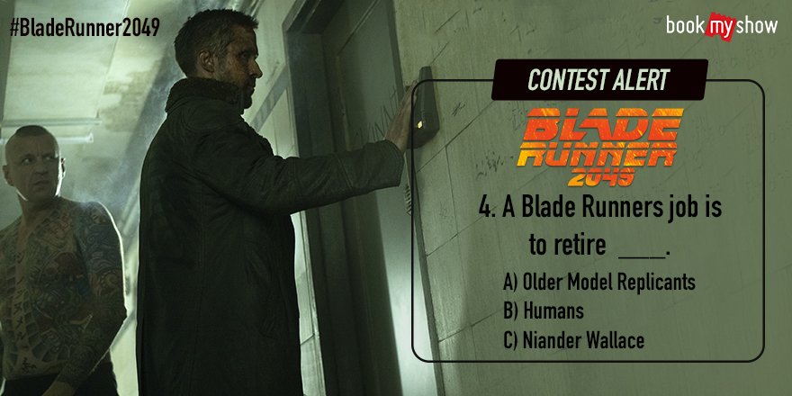 Here is the last question. Answer now and you could win movie voucher 🎬🎞️🎟️

#FridayFeeling 
#BladeRunner2049 #ContestAlert #Contest