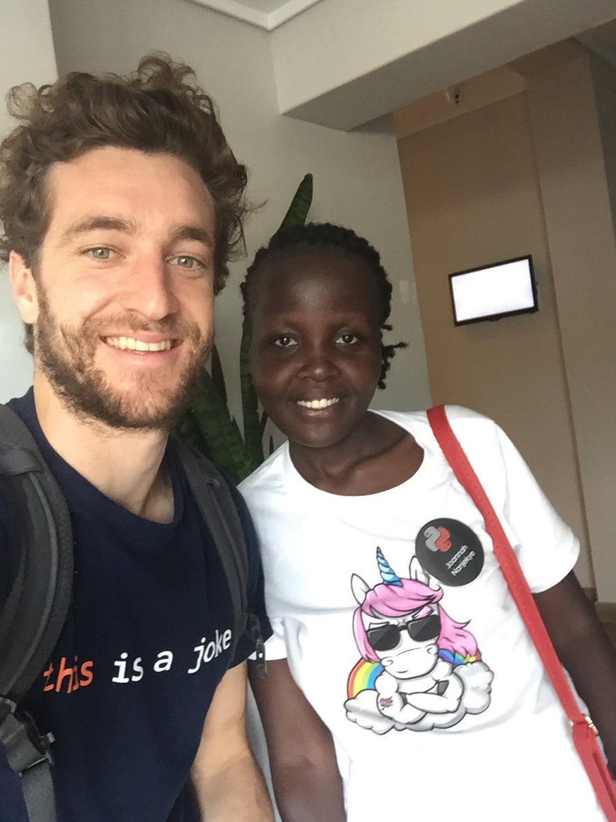OfferZen's tweet photo. Great to see so many peeps sporting their OfferZen 🦄🌈shirts @pyconza day 2! 🐍🌈 #PyConZA17 https://t.co/HoZehPXxOM