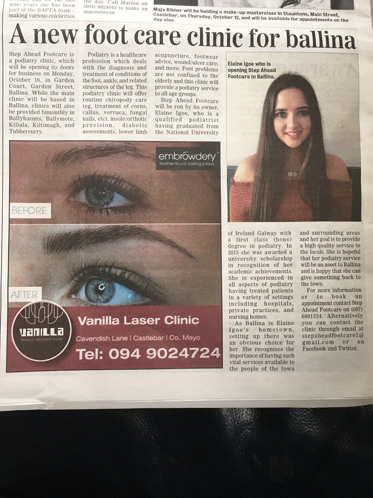 StepaheadFootc1's tweet photo. Delighted to be featured in this weeks Mayo Advertiser😁👣 It's free if anyone wants to pick it up🗞 #MayoAdvertiser https://t.co/9YKQcQqyHs