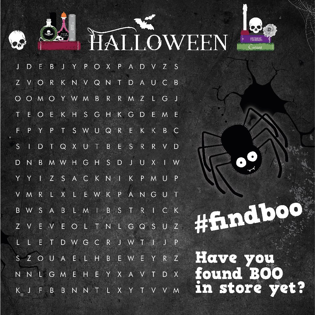 PoundworldTweet's tweet photo. π¦β οΈπ #Halloween is now in all the shops and is only 25 SLEEPS! π¦β οΈπ Try this for some #FridayFun! How many words can you find? #findboo https://t.co/Z1TouxWYTc